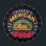 Faux Neon Mexican Food Taco Diner Dartbord<br><div class="desc">De nieuwe Faux-naam Faux Neon Mexican Food Taco Diner Design - Pas het jouw naam of de Tekst van de Douane aan! Super coole  nepneon-tekenstijl Taco joint Spanish drive-in look!</div>