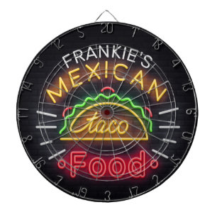 Faux Neon Mexican Food Taco Diner Dartbord