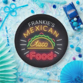 Faux Neon Mexican Food Taco Diner Papieren Bordje (Feest)