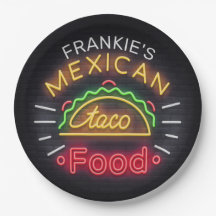 Faux Neon Mexican Food Taco Diner