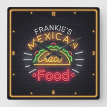 Faux Neon Mexican Food Taco Diner