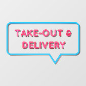 Faux Neon Out and Delivery Restaurant Front Raamsticker (Vel)