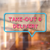 Faux Neon Out and Delivery Restaurant Front Raamsticker (Vel 2)