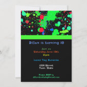 Faux Neon Paint Ball Splatter, Birthday Party Kaart (Achterkant)