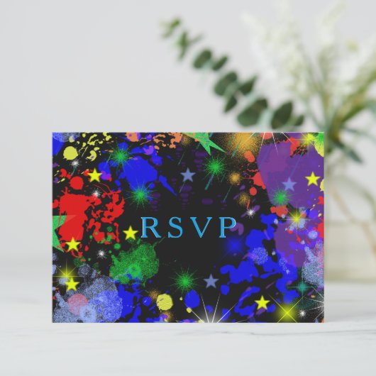 Faux Neon, Paint Splatter, Custom, RSVP (Staand voorkant)