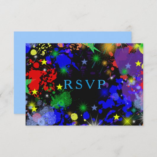 Faux Neon, Paint Splatter, Custom, RSVP (Voorkant / Achterkant)