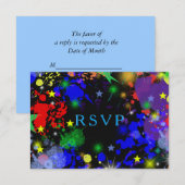 Faux Neon, Paint Splatter, Custom, RSVP Kaartje (Voorkant / Achterkant)