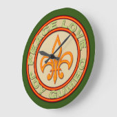 Faux Neon Peace Joy Gumbo Fleur de Lis Grote Klok (Hoek)