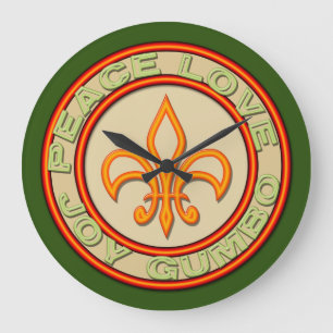 Faux Neon Peace Joy Gumbo Fleur de Lis Grote Klok
