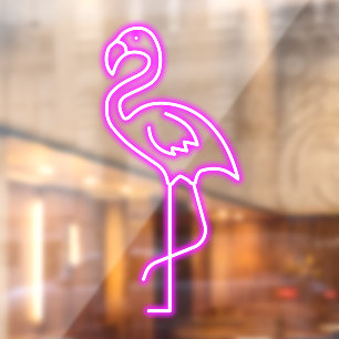 Faux Neon Pink Flamingo Tropical Shop Front Raamsticker