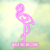 Faux Neon Pink Flamingo Walk-Ins Welkom Raamsticker (Vel 3)