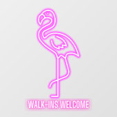 Faux Neon Pink Flamingo Walk-Ins Welkom Raamsticker (Vel)