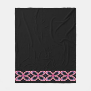 Faux Neon Pink Flower Power Lined Fleece Deken
