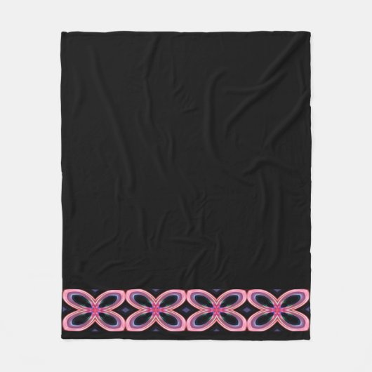 Faux Neon Pink Flower Power Lined Fleece Deken (Voorkant)