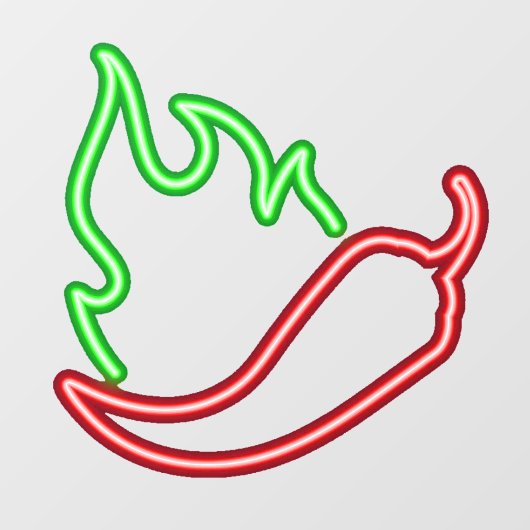 Faux Neon Red Chili Pepper Green Flame Raamsticker (Vel)