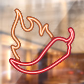 Faux Neon Red Chili Pepper Oranje Flame Raamsticker (Vel 2)