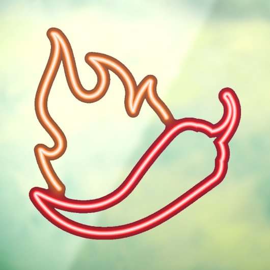 Faux Neon Red Chili Pepper Oranje Flame Raamsticker (Vel 3)