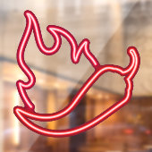 Faux Neon Red Chili Pepper Red Flame Raamsticker (Vel 2)