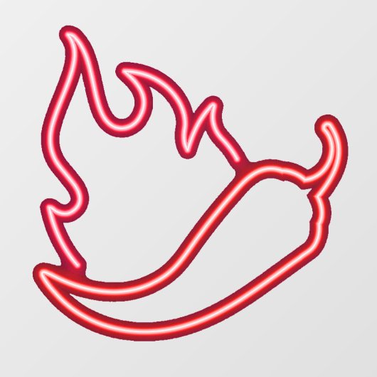 Faux Neon Red Chili Pepper Red Flame Raamsticker (Vel)