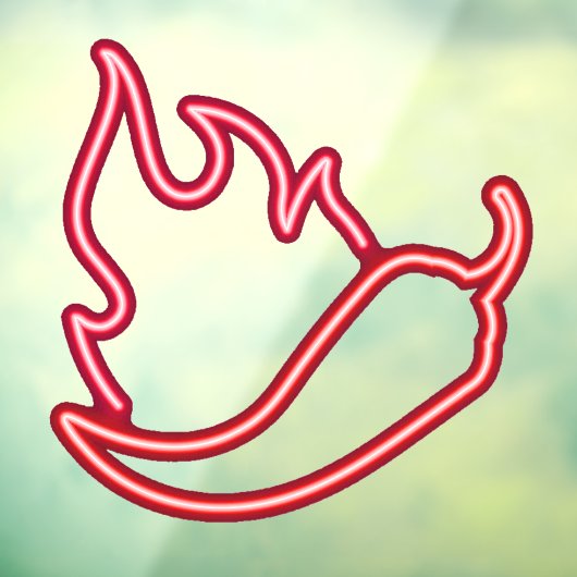 Faux Neon Red Chili Pepper Red Flame Raamsticker (Vel 3)