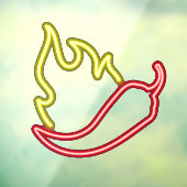 Faux Neon Red Chili Pepper Yellow Flame Raamsticker (Vel 3)