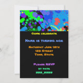 Faux Neon, Verf Splatter, Uitnodiging voor verjaar (Achterkant)