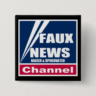 Faux News Vierkante Button 5,1 Cm