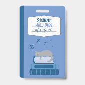 Faux Notitieboek Blauw Student Hall Pass Badge (Voorzijde)