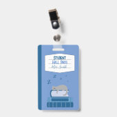 Faux Notitieboek Blauw Student Hall Pass Badge (Voorzijde met clip)