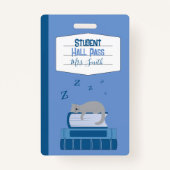 Faux Notitieboek Blauw Student Hall Pass Badge (Voorkant)