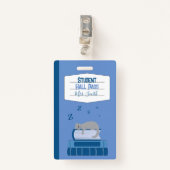 Faux Notitieboek Blauw Student Hall Pass Badge (Voorkant met clip)