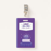Faux Notitieboek Paarse Bibliotheek Hall Pass Badg Badge (Voorkant met clip)