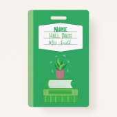 Faux Notitieboek Verpleegster Green Hall Pass Badg Badge (Voorkant)