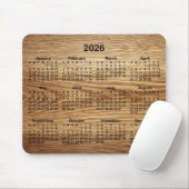 Faux Oak Wood 2026 Calendar Muismat (Met muis)