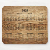 Faux Oak Wood 2026 Calendar Muismat (Voorkant)