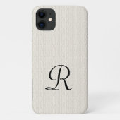Faux Off White Burlap Custom Rustige Monogram Case-Mate iPhone Case (Achterkant)