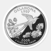 Faux Oklahoma State Quarter Ronde Sticker (Voorkant)