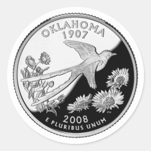 Faux Oklahoma State Quarter Ronde Sticker