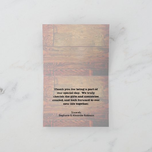 Faux-olied Wood Plank op maat Bedankkaart (Binnen)
