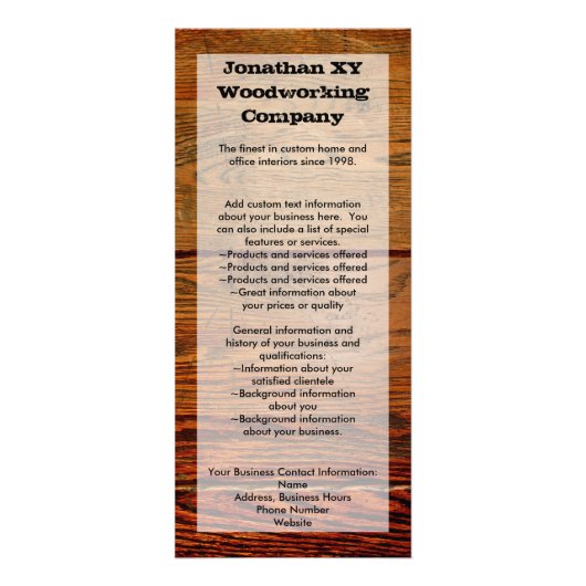 Faux-olied Wood Plank op maat Reclamekaart (Voorkant)