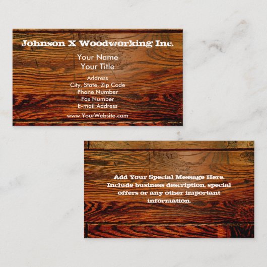 Faux-olied Wood Plank op maat Visitekaartje (Voorkant / Achterkant)