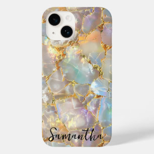 Faux Opal Edelsteen Mineraal Goud Steen Modern Case-Mate iPhone 14 Hoesje