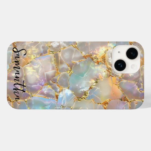 Faux Opal Edelsteen Mineraal Goud Steen Modern Case-Mate iPhone Case (Achterkant (horizontaal))