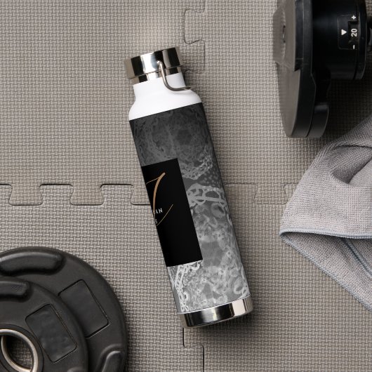 Faux-ornamental Silver- en Black Gold-monogrammen Waterfles (Gym)