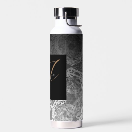 Faux-ornamental Silver- en Black Gold-monogrammen Waterfles (Links)