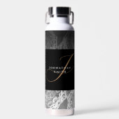 Faux-ornamental Silver- en Black Gold-monogrammen Waterfles (Voorkant)