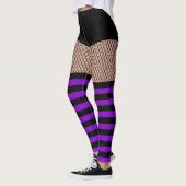 Faux OTK Paarse Striped Sokken Fishnet Leggings (Links)