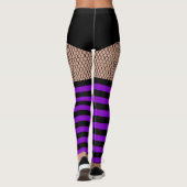 Faux OTK Paarse Striped Sokken Fishnet Leggings (Achterkant)