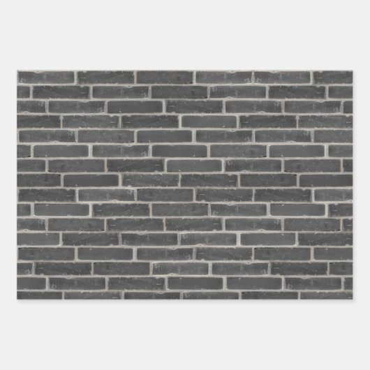 Faux Oud Bruin Zwart Wit Brick Wall Inpakpapier Vel (Voorkant 3)