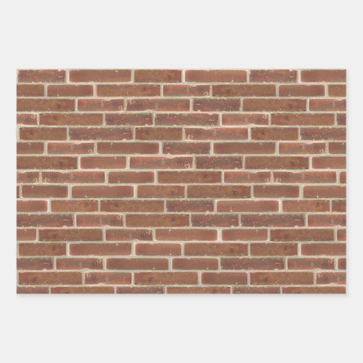 Faux Oud Bruin Zwart Wit Brick Wall Inpakpapier Vel (Voorkant)
